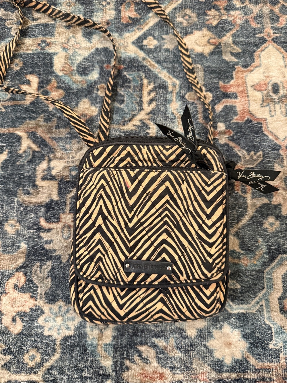 Vera Bradley Black and Cream Zigzag Crossbody Bag